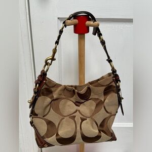 Coach Satchel Bag Brown/Khaki/Signature jacquard